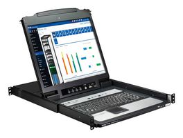 EATON TRIPP LITE B020-U16-19-KF KVM Switch, 16x HD18 Female I/P, DB25 Male/HD18 Male/RJ11 Female/2xUSB-A Female O/P, French Keyboard