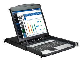 EATON TRIPP LITE B020-U16-19-KG KVM Switch, 16x HD18 Female I/P, DB25 Male/HD18 Male/RJ11 Female/2xUSB-A Female O/P, German Keyboard