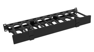 HAMMOND RB-HFMD1 Cable Organizer, Horizontal, Steel/Blk, 1U, Finger Cable Manager, Hammond Racks, RB-HFM Series