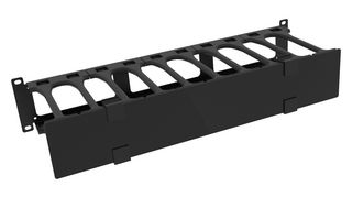 HAMMOND RB-HFMD2 Cable Organizer, Horizontal, Steel/Blk, 2U, Finger Cable Manager, Hammond Racks, RB-HFM Series