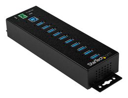 STARTECH HB30A10AME Hub, USB 3.0, Mains Powered, Industrial, 5 Gbps, 10 Port, ESD & Surge Protection