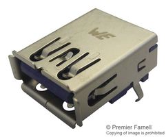 WURTH ELEKTRONIK 692122030100 Conector USB, USB Tipo A, USB 3.0, Receptáculo eléctrico, 9 Posiciones, Montaje Superficial
