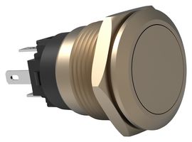 CARLING TECHNOLOGIES AV1-4B211N-N00 Vandal Resistant Switch, AV Series, 19 mm, SPST-NO, SPST-NC, Maintained, Round Flush, Gold