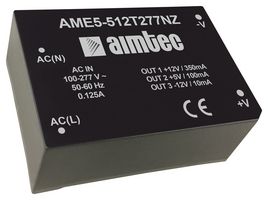 AIMTEC AME5-512T277NZ Fuente de Alimentación Montaje PCB AC/DC, ITE, 3 Salidas, 4.8 W, 12 V, 350 mA, 5 V