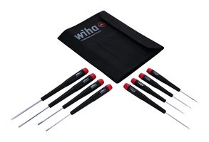 WIHA 26099 Screwdriver, Precision, 8 Pieces of 1/1.2/1.5/2 x 40mm, 2.5/3 x 50mm, 3.5/4 x 60mm Length Slotted