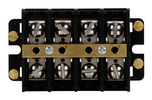 EATON BUSSMANN KUXSC8 Panel Mount Barrier Terminal Block, w/Short Strap & Screw, 2 Row, 8 Positions, 22 AWG, 6 AWG