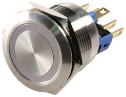 E-SWITCH PV7F2Y0SS-341 Vandal Resistant Switch, Stainless Steel Actuator Finish, PV7 Series, 22 mm, SPDT-DB
