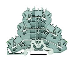WAGO 2002-3227 DIN Rail Mount Terminal Block, 6 Positions, 22 AWG, 12 AWG, 2.5 mm², Push In, 24 A
