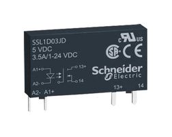 SCHNEIDER ELECTRIC SSM1A112BD Solid State Relay, SPST-NO, 12 A, 280 VAC, DIN Rail, Screw, Zero Crossing