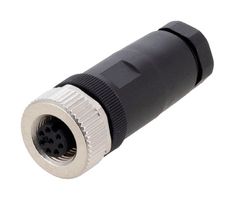 L-COM M12FT8AF Conector para Sensor, M12, Female, 8 Contactos, Roscado Hembra, Montaje en Cable Recto