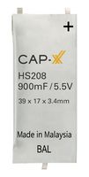 CAP-XX HS208F Supercapacitor, 0.9 F, 5.5 V, Solder, ± 20%