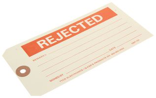 TE CONNECTIVITY QMT121 Label, Tag, 73 mm, 146.1 mm, Paper, Rejected (Remarks, Signed By, Date)
