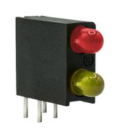 DIALIGHT 553-0231F Circuit Board Indicator, Red, Yellow, 2 LEDs, Through Hole, T-1 (3mm), Y 10mA, R 10mA