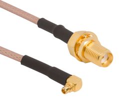 AMPHENOL RF 245106-01-06.00 RF / Coaxial Cable Assembly, 6 ", 152 mm, RG316, SMA Bulkhead Jack, MMCX Right Angle Plug, 50 ohm