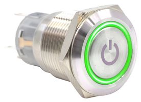 E-SWITCH PV4F2B0SS-331-M01 Vandal Resistant Switch, Ring Illumination, PV4 Series, 0.75 ", SPDT, On-(On), Round Flat, Natural