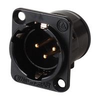 SWITCHCRAFT/CONXALL E3MSCBAU Conector XLR, 3 Contactos, Macho, Montaje en Panel, Contactos con Recubrimiento de Oro