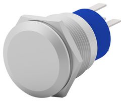 ALCOSWITCH - TE CONNECTIVITY AV1910EB12Q04 Vandal Resistant Switch, 19mm, SPST-NO, Natural, AV19 Series, Off-(On), Blue, Red, Solder Lug