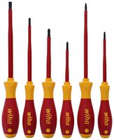 WIHA 35890 Screwdriver Set, Insulated, Cushion Grip Handle, 6 Pieces of 4.5, 6.5 Slotted, #1/#2 PH/Square