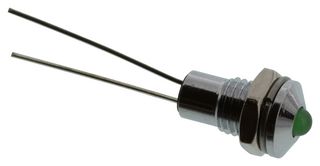 VCC / VISUAL COMMUNICATIONS COMPANY L63DG2L LED Panel Mount Indicator, Green, 3.2 VDC, 6.2 mm, 20 mA, 30 mcd