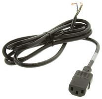 VOLEX 17749 Cable de Alimentación, 18 AWG, Blindado, IEC 60320 C13 a Extremo Libre, 2 m, 10 A, 125 VAC, Negro