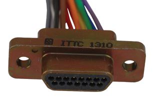 ITT CANNON MDM-15PH003B Micro D Cable Assembly, Micro-D Plug to Free End, 15 Positions, 18 ", 457.2 mm, Yellow