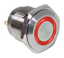 E-SWITCH PV6F240SS-3H1 Interruptor (Switch) Antivandalismo, Iluminación de anillo, PV6 Series, 0.63 ", SPST-NO-DM