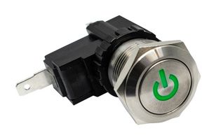 E-SWITCH SAV4F1BSS531 Interruptor (Switch) Antivandalismo, Acero Inoxidable, SAV4 Series, 19 mm, SPDT