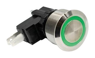 E-SWITCH SAV7F1BSS331 Vandal Resistant Switch, Stainless Steel, SAV7 Series, 22 mm, SPDT, On-(On), Flat, Natural