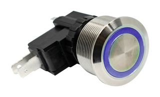 E-SWITCH SAV7F1BSS341 Interruptor (Switch) Antivandalismo, Acero Inoxidable, SAV7 Series, 22 mm, SPDT