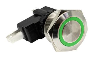 E-SWITCH SAV8F1BSS331 Vandal Resistant Switch, Stainless Steel, SAV8 Series, 25 mm, SPDT, On-(On), Flat, Natural