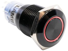 E-SWITCH PV3F2H011-314 Vandal Resistant Switch, RI, 12V LED, PV3 Series, 0.63 ", DPDT, On-(On), Round Flat