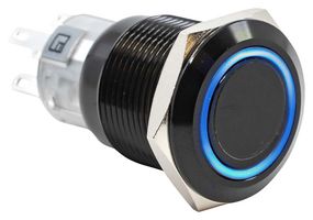 E-SWITCH PV4F2B011-341 Vandal Resistant Switch, Ring Illumination, PV4 Series, 0.75 ", SPDT, On-(On), Round Flat