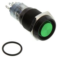 E-SWITCH PV3WG2B018G-331 Vandal Resistant Switch, PV3 Series, 16 mm, SPDT, On-(On), Round Concave, Green