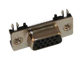 NORCOMP 200-015-263R001 D Sub Connector, Right Angle, HD15, High Density, Receptacle, 200 Series, 15 Contacts, DE, Solder