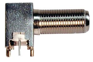 BOMAR INTERCONNECT 864B509S Conector Coaxial / RF, F Coaxial, Jack Ángulo Recto, Taladro Pasante Ángulo Recto, 75 ohm, Latón