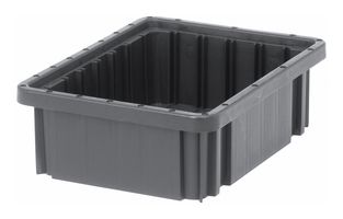 QUANTUM STORAGE DG91035CO Storage Bin, Conductive, Dividable, Black, 3.5 " x 10.875 " x 8.25 ", 100 lb