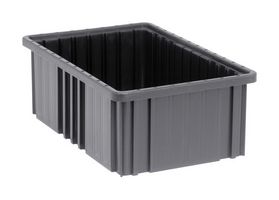 QUANTUM STORAGE DG92060CO Storage Bin, Conductive, Dividable, Black, 6 " x 16.5 " x 10.875 ", 100 lb
