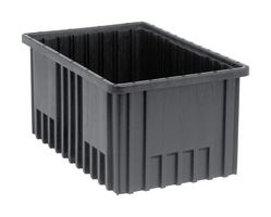 QUANTUM STORAGE DG92080CO Storage Bin, Conductive, Dividable, Black, 8 " x 16.5 " x 10.875 ", 100 lb