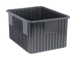 QUANTUM STORAGE DG93120CO Storage Bin, Conductive, Dividable, Black, 12 " x 22.5 " x 17.5 ", 100 lb