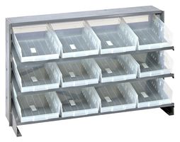 QUANTUM STORAGE QPRHA-107CL Unidad de Estantería, 3 Estantes, 12 Contenedores, Transparente, 23 " X 12.5 " X 36 "