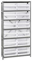 QUANTUM STORAGE QSBU-245CL Shelving Unit, 7 Shelves, 24 Bins, Transparent, 75 " X 12 " X 36 "