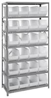 QUANTUM STORAGE QSBU-265CL Shelving Unit, 7 Shelves, 24 Bins, Transparent, 75 " X 18 " X 36 "
