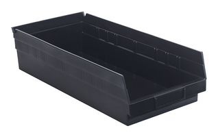 QUANTUM STORAGE QSB108CO Storage Bin, Conductive, Black, 4 " x 17.875 " x 8.375 "
