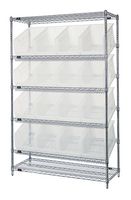 QUANTUM STORAGE WRSL6-74-1848-260CL Unidad de Estantería, 6 Estantes, 16 Contenedores, Transparente, 74 " X 18 " X 48 "