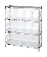 QUANTUM STORAGE WR4-39-1236-807CL Unidad de Estantería, 4 Estantes, 12 Contenedores, Transparente, 39 " X 12 " X 36 "