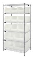 QUANTUM STORAGE WR6-953954CL Unidad de Estantería, 6 Estantes, 13 Contenedores, Transparente, 74 " X 24 " X 36 "