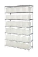 QUANTUM STORAGE WR7-92080CL Unidad de Estantería, 7 Estantes, 24 Contenedores, Transparente, 74 " X 18 " X 48 "