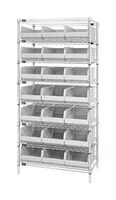 QUANTUM STORAGE WR8-250CL Shelving Unit, 8 Shelves, 14 Bins, Transparent, 74 " X 14 " X 36 "