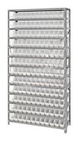 QUANTUM STORAGE 1275-100CL Shelving Unit, 13 Shelves, 144 Bins, Transparent, 75 " X 12 " X 36 "