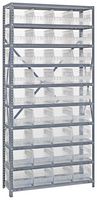 QUANTUM STORAGE 1875-208CL Unidad de Estantería, 10 Estantes, 36 Contenedores, Transparente, 75 " X 18 " X 36 "